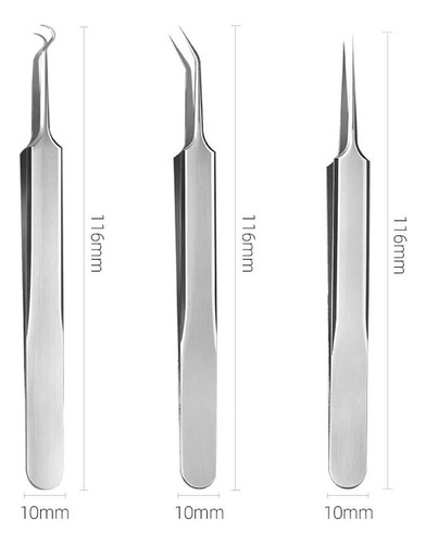 Curetas Extrator Pinças Inox Remover Cravos Espinha + Estojo