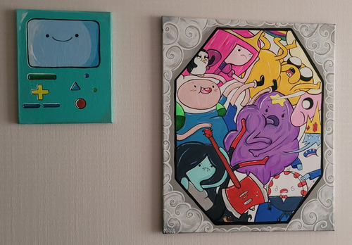 Pack De Cuadros Finn Y Beemo Fanart Acrilico 60x50 / 30x24