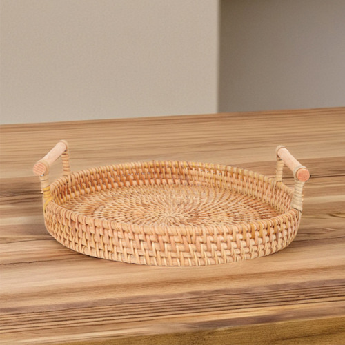 Panera De Ratán Tejida A Mano, Bandeja Para Servir, Mesa De