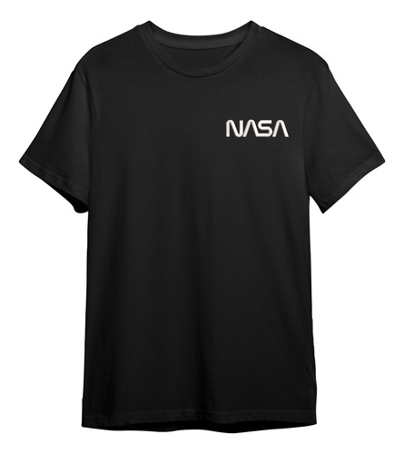 Playera Algodón Bordado Nasa Letras Bolsillo Texto Espacio