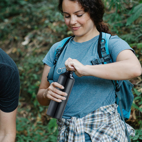 500ml Portable Aluminum Water Bottle With Carabiner