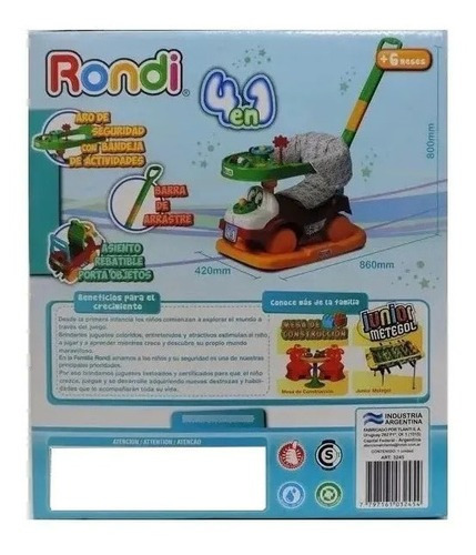 Andador Caminador Mecedor Bebe 4 En 1 Rondi