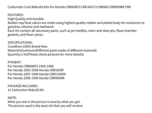 Reparación Carburador Para Honda Cbr600f3 Cbr 600 F3 95-98