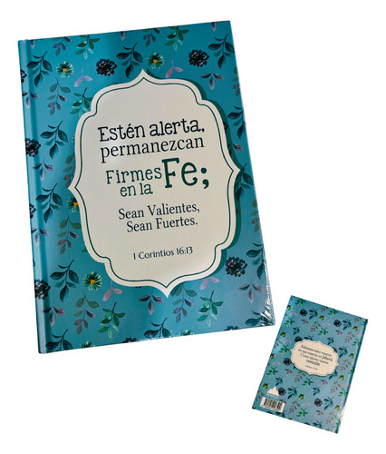 Diario Con Frase Crisriana Y 180 Devocionales Pack 2 Piezas Azul Acero