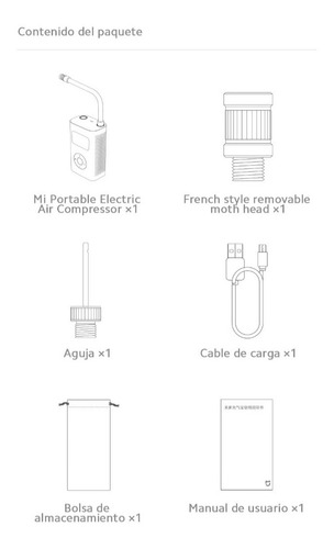 Imagen 10 de 10 de Compresor De Aire Xiaomi Mi Portable Inflador Auto Moto Bici