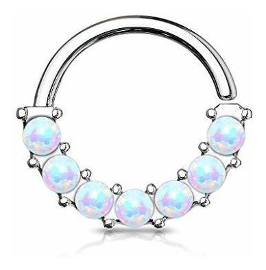 Aros - Covet Jewelry 7 Opal Front Facing 316l Surgical Steel
