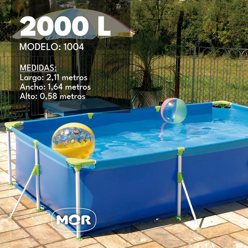 Pileta Estructural De Lona Rectangular 2000 Litros Mor 1004