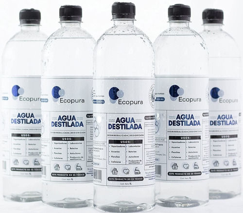 Agua Destilada 1 Litro, Caja Con 12 Piezas, Calidad Certific