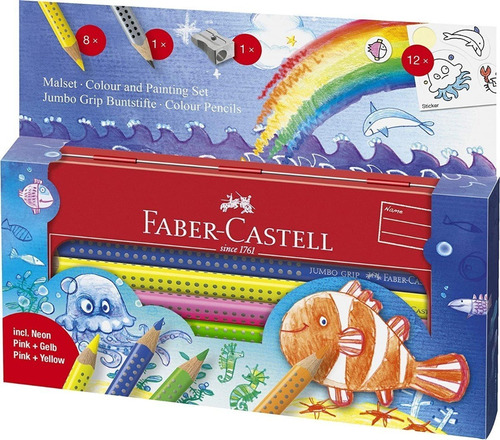 Faber Castell 322637 Grip Mundo Submarino Set X8 Jumbo 