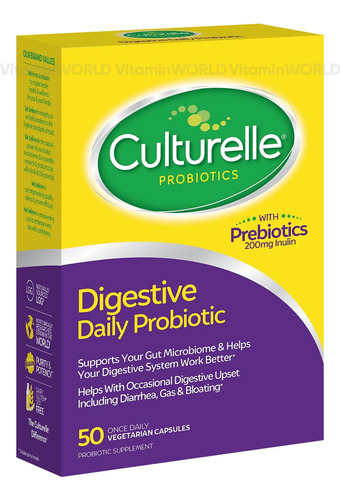 Probióticos digestivos diários Culturelle 40 mg 50 cápsulas, sabor sem sabor