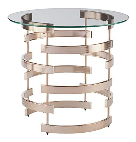 Sei Furniture Belmar Contemporary Round Glass Top, End Tabl.