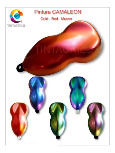 Imagen 5 de 6 de Pintura Camaleón Bicapa X 1/2 Lt. Oro - Rojo - Violeta