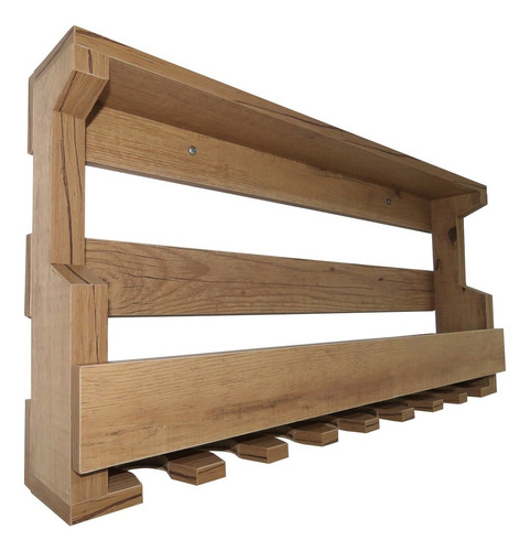 Bar Adega De Parede Madeira Mdf Para Copos Garrafas E Taças Cor Amadeirado