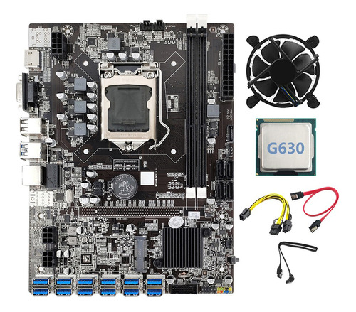 Placa Base Minera B75 Btc De 12 Pcie A Usb Con Cpu G630 Y 6