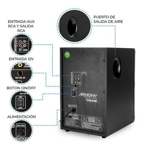Steelpro Minicomponente Home Theater 8,000 W - Armony - b3.1