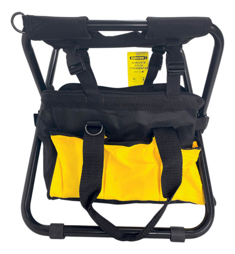 Banqueta Bolsa Ferramentas Assento 7 Bolsos Bomvink Bom-7704 Cor Preto