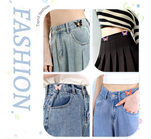 Tensor Cintura Con Hebilla Mariposa 8 Piezas Jeans Holgados