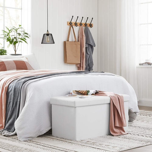Banco Otomano Plegable Marca Songmics Color Blanco
