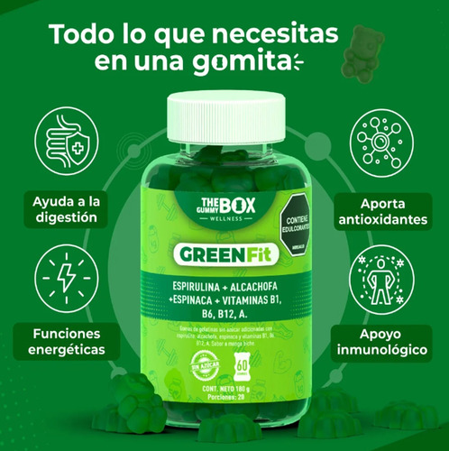 Gomitas The Gummy Box Quemador Grasa Green Fit Vinagre Sidra