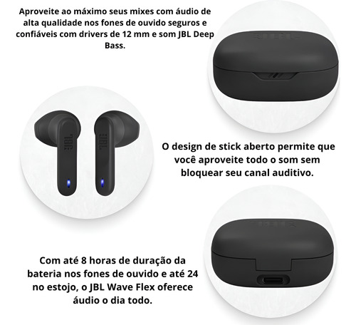 Fone De Ouvido Jbl Wave Flex Tws - Bluetooth E 32h Bateria