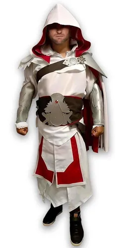 Fantasia Ezio Assassins Creed Masculina Luxo Cosplay