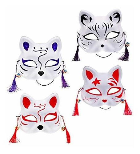 Amosfun Kitsune Fox Masks Half Face Cosplay Masks Cat Animal