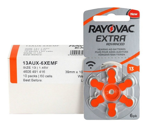 Imagen 2 de 2 de 6 Pilas Audifono Rayovac Extra Advanced Número 13 Pr48 1,45v