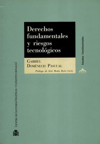 Derechos Fundamentales Y Riesgos Tecnologicos, De Domenech Pascual, Gabriel. Editorial Centro De Estudios Políticos Y Constitucionales, Tapa Blanda, Edición 1 En Español, 2006