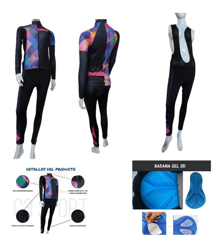 Uniforme Ciclismo Mujer Manga Larga Badana Gel