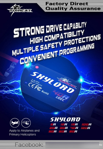 Esc Speed Variador Dynam Tomcat Skylord 100a Motor Brushless