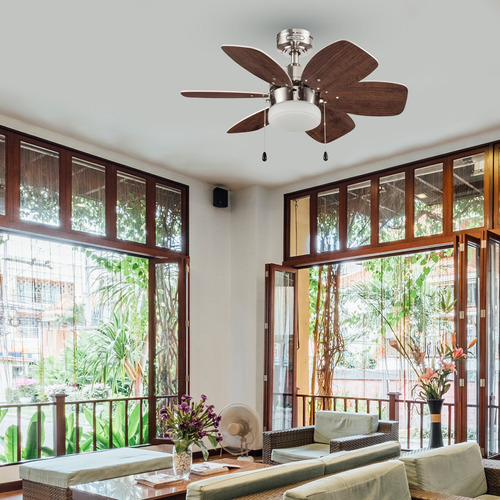 Coolfan Ventilador Techo 30 Pulgadas Lombardo Control Cadena Con Luz Aspas Reversibles