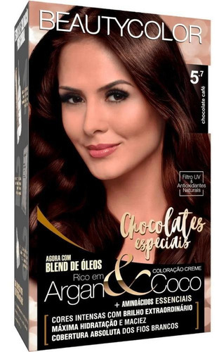 Kit Tintura Beautycolor  Cores Reais Beautycolor tom 5.7 chocolate café para cabelo