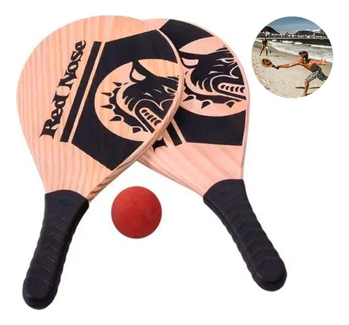 Frescobol Tenis De Praia Com 2 Raquetes Bola E Bolsa Esporte Cor Sortido