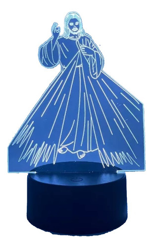 Jesús Divine Mercy Acrylic Lámparas Led Luz De Noche Estructura Negro