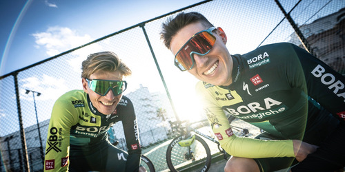 Lentes De Ciclismo Koo Demos Bora Hansgrohe Metallic Verde/rojo Claro