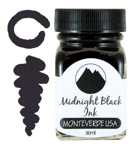 Frasco Tinta 30ml Monteverde® P Plumas Fuente Midnight Black