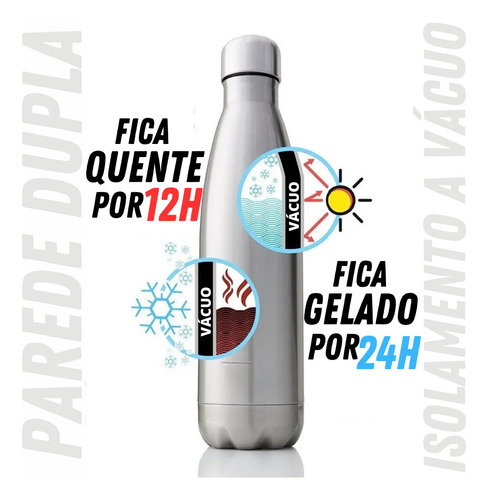 Botella térmica Trackter Botella térmica de acero inoxidable plateado de 500 ml