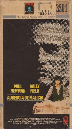 Ausencia De Malicia Vhs Sally Field Paul Newman Absence Of M