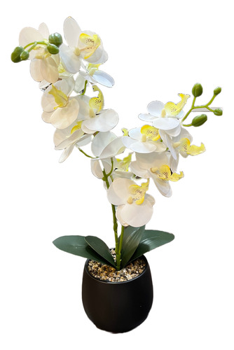 Orquídea Planta Artificial Y Hojas Con Maceta De Cerámica