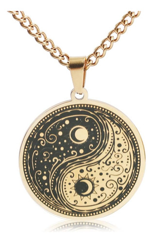 Collar Con Colgante De Sol Y Luna De Oro Hodea Para Mujer, Y