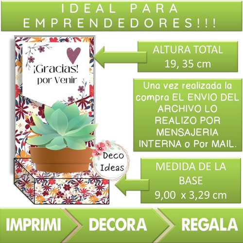 Imagen 2 de 4 de Kit Imprimible 03 Caja Porta Maceta Frase Gracias Por Venir