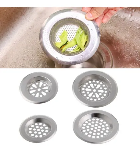 Filtro De Fregadero X4 De Cocina Drenaje Para Baño Acero Evs Color Plateado