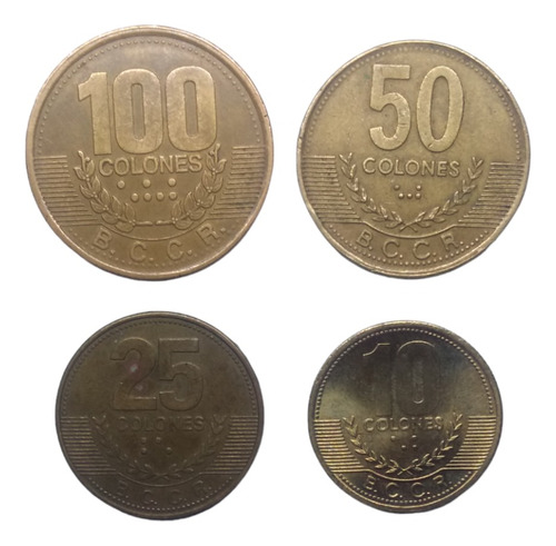  Monedas Costa Rica 100, 50, 25 Y 10 Colones 4 Piezas 