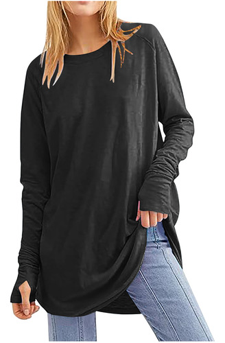 Camiseta Lisa Con Mangas Pulgares F 7011 Para Mujer