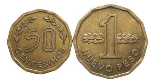 Uruguay Lote 50 Centésimos Y 1 Peso 1976, Gran Tamaño