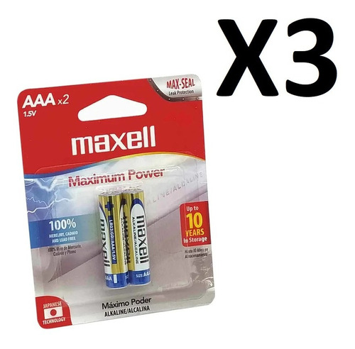 Pilas Batería Aaa Maxell Super Alcalina Blisters  De 2 