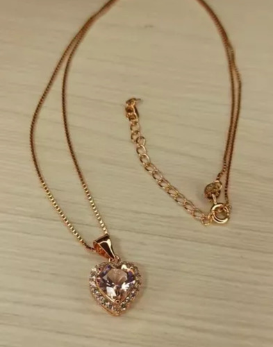 Aretes Y Collar Corazón De Morganita