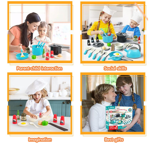 32pcs Kids Play Kitchen Toys Set, Toddlers Pretend Cooking