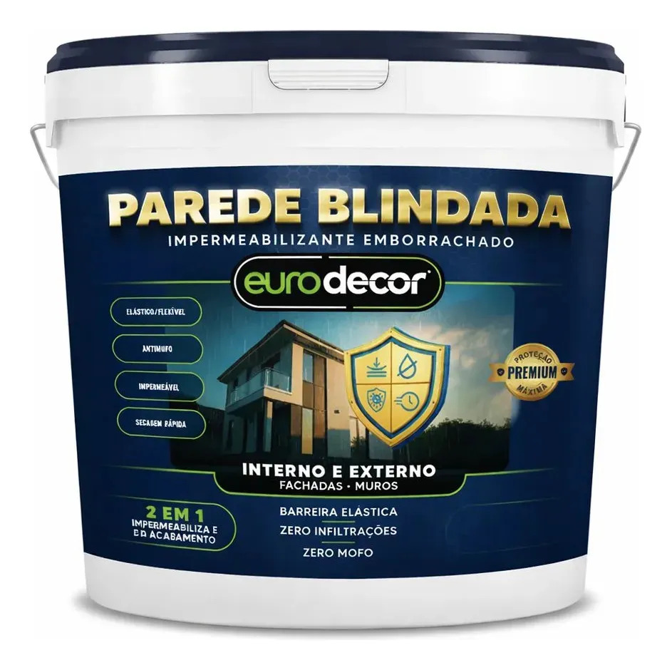 Tinta Antimofo Emborrachada 3.6kg Parede Blindada Eurodecor Gelo Fosco