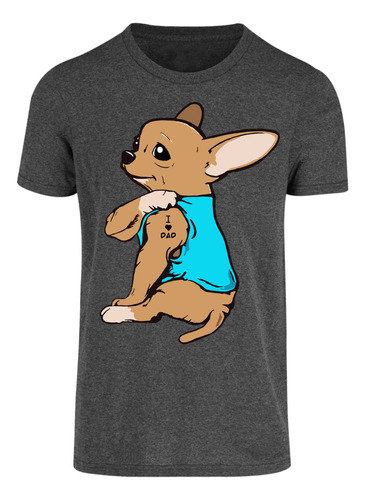 Playera Manga Corta Perro Chihuahua Love Dad Divertida